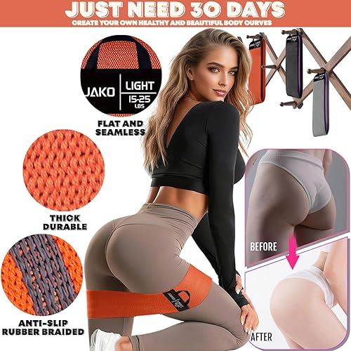 Miniatura 2 de Bandas antideslizantes de resistencia de cadera para entrenamiento, bandas elásticas de tela para entrenamiento de fuerza, terapia física, pilates y