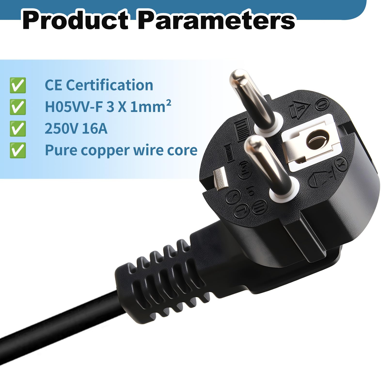 Rallonge Electrique 90 Degrés Extérieur, Coudé à 90° Type F, Indice de Protection IP44, avec Capuchon étanche, Prise Standard européenne adaptée à Une Utilisation intérieure et extérieure, 0.3M, Noir - 5