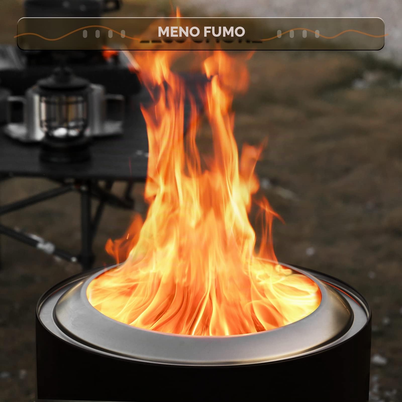 TURBRO Camino senza fumo 48,3 cm legna ardere all'aperto portatile acciaio inox 304 con supporto borsa impermeabile