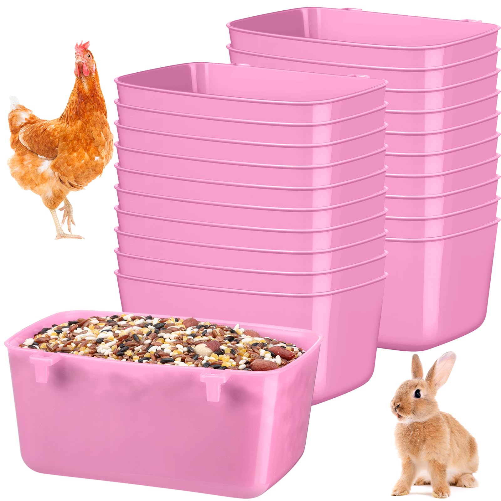 Zhehao 20 Pcs Bird Cage Cups Chicken Feeder Waterer Cups 18 oz Pigeon Feeder Plastic Poultry Wire Cage Hanging Rooster Chicken Water Bowl for Pet