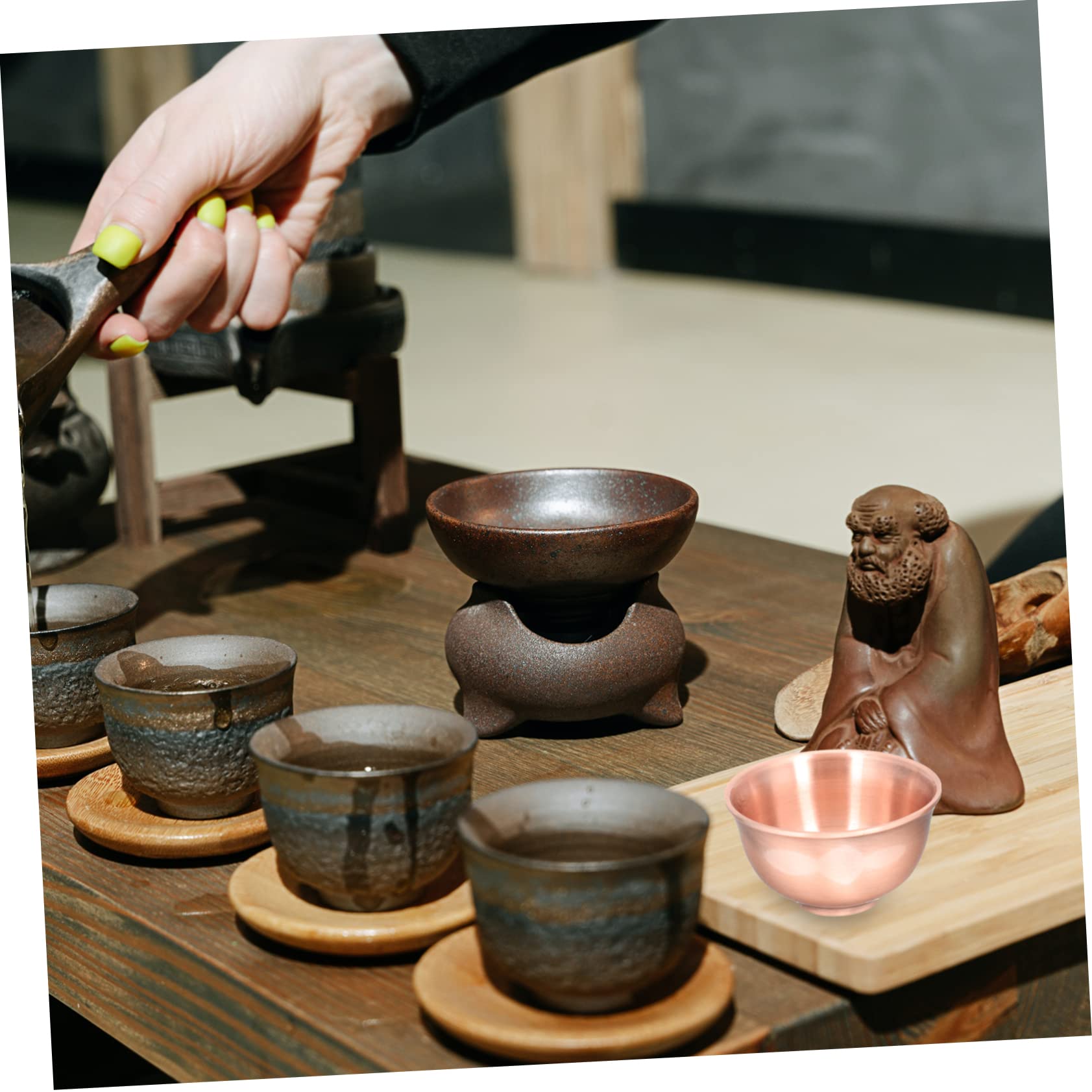 5 Pz tazza da tè tazza di tè asiatico ciotola da kung fu matcha chawan ciotola del tazze da the vintage set da te da cinese da domestica rame rosso