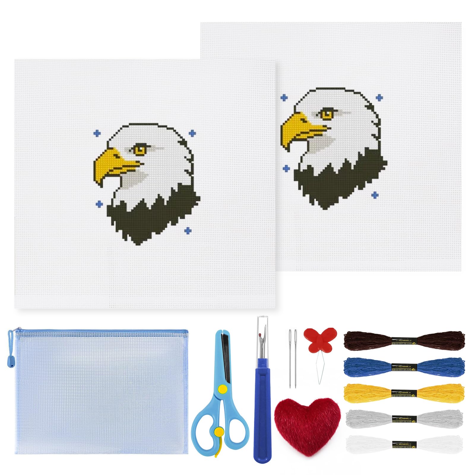 Ansberta 14Pcs Eagle 18 Mesh Needlepoint Canvas Kit for Beginners Adults