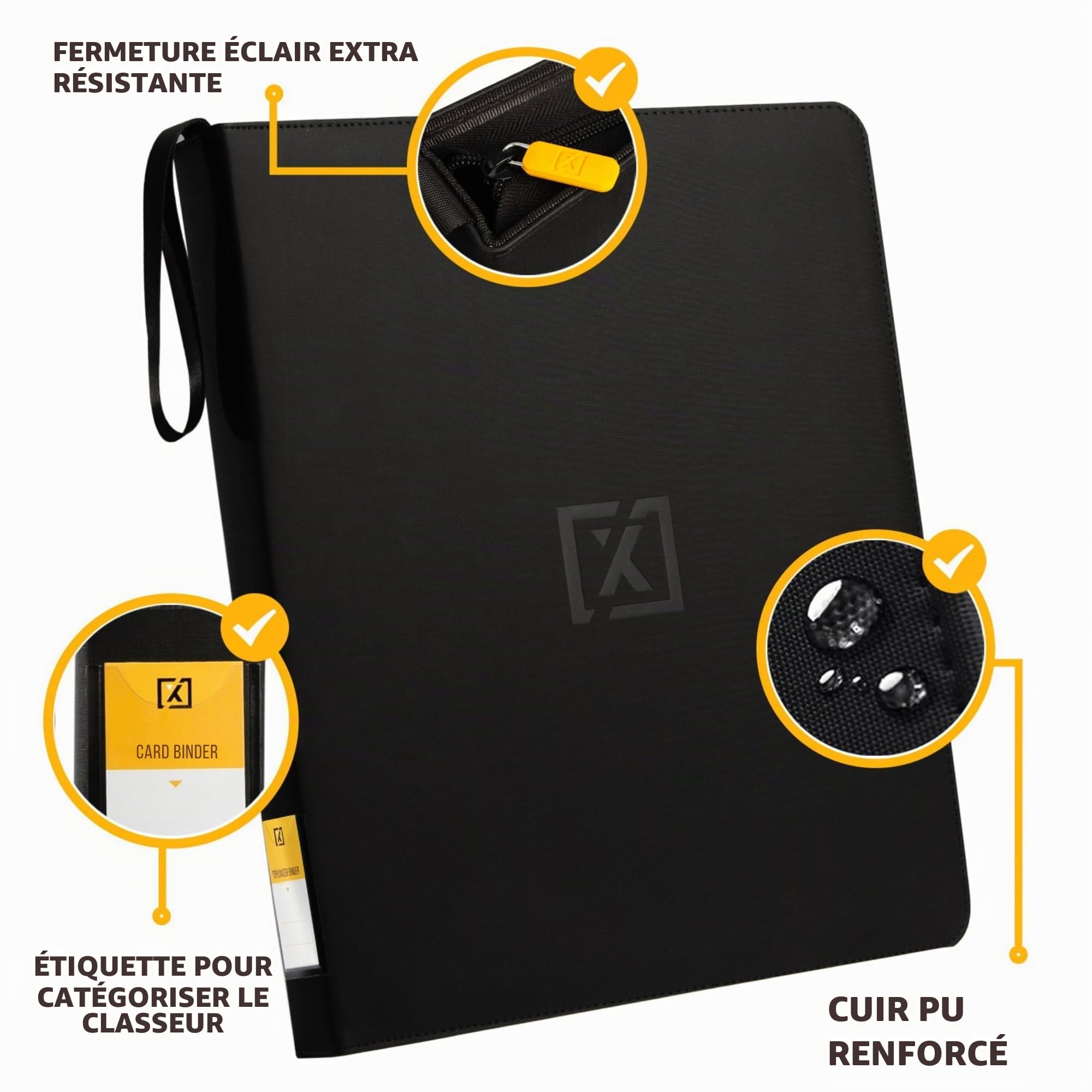 X PRO Classeur TopLoader | Peut contenir plus de 200 étuis rigides | Album de cartes à collectionner 9 poches | Classeur de rangement à long terme | Pochettes latérales