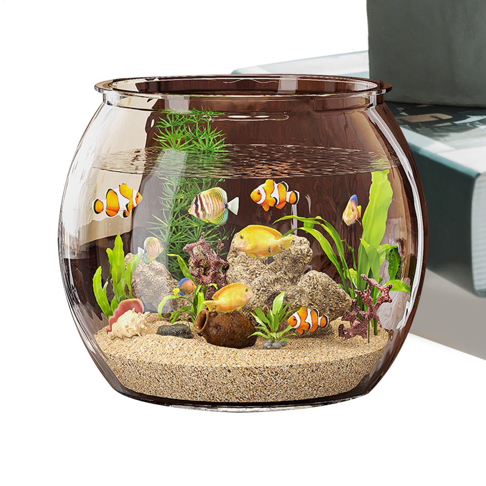 Kleines Aquarium, rundes Aquarium, Beta-Fisch-Aquarien, klar – Fish Compact Fish Aquatic Animal Container für Tisch oder Schreibtisch