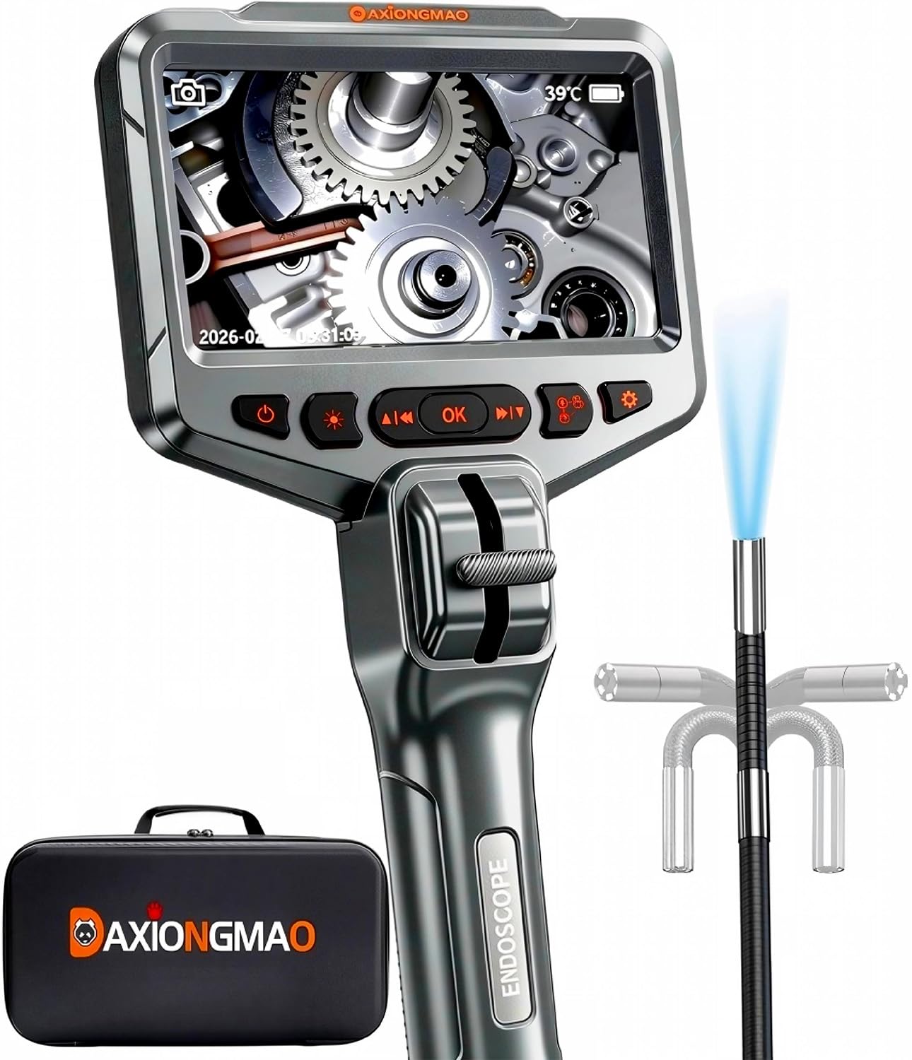 Daxiongmao Articulating Borescope, 1080P HD Inspection Camera with Lights