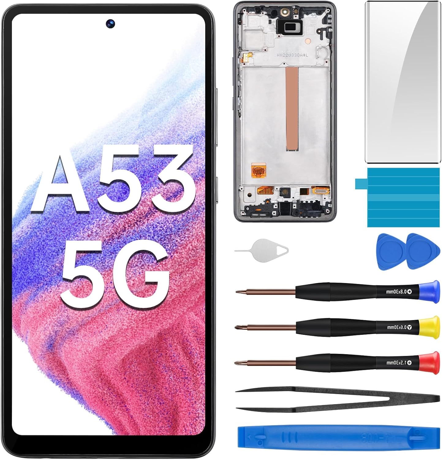 for Samsung Galaxy A53 A53 5G AMOLED Screen Replacement with Frame OLED Display Touch Digitizer Full Assembly Fix Glass with Repair Tools Kit SM-A536U SM-A536U1 A536B