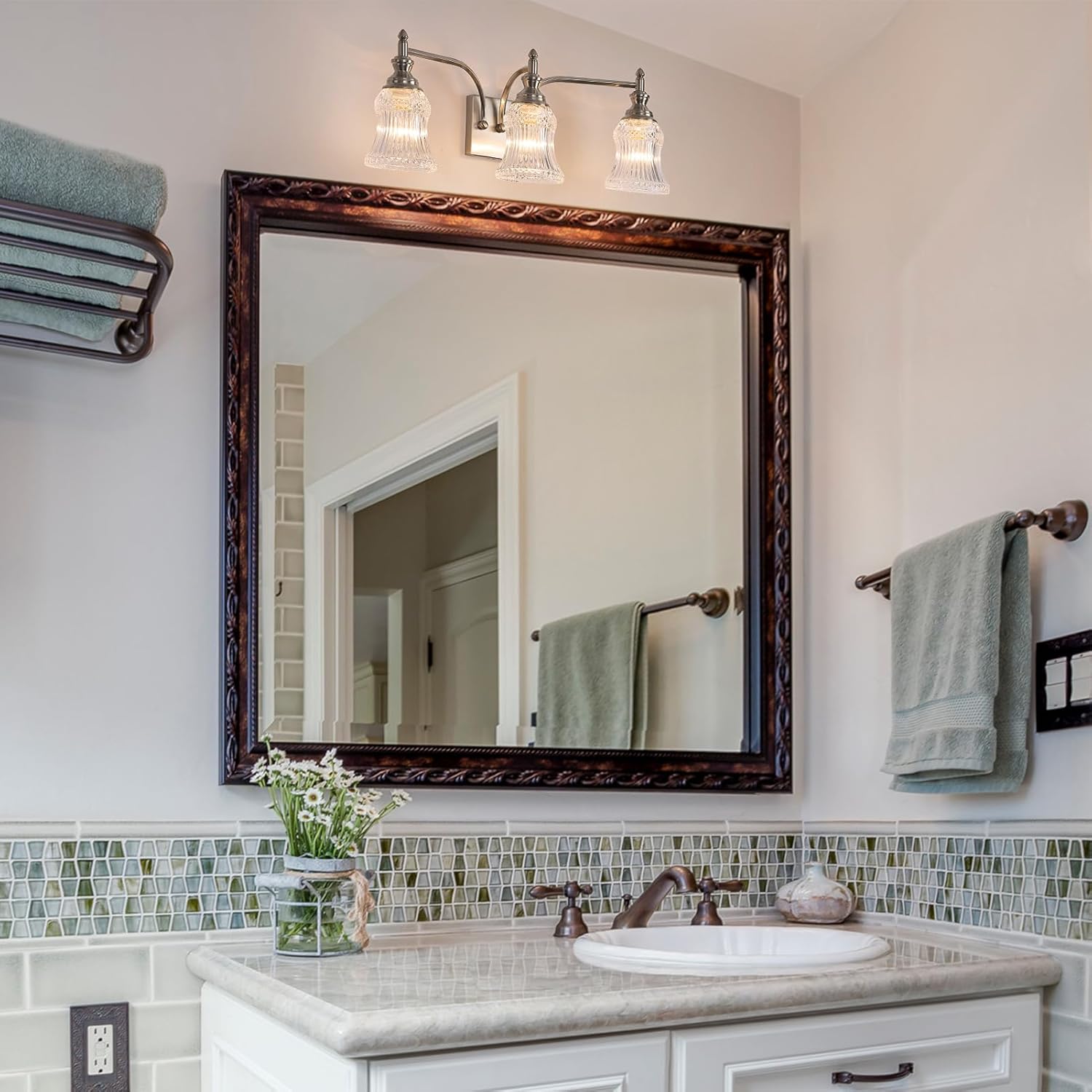 Bathroom Light Fixture Brushed Nickel Vanity Lighting 3 Lights Bathroom Wall Scone for Bedroom Living Room Hallway