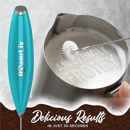 Vista 86 de PowerLix Espumador de leche de mano, funciona con pilas, batidora eléctrica para café, latte, capuchino, chocolate caliente, mini batidora duradera