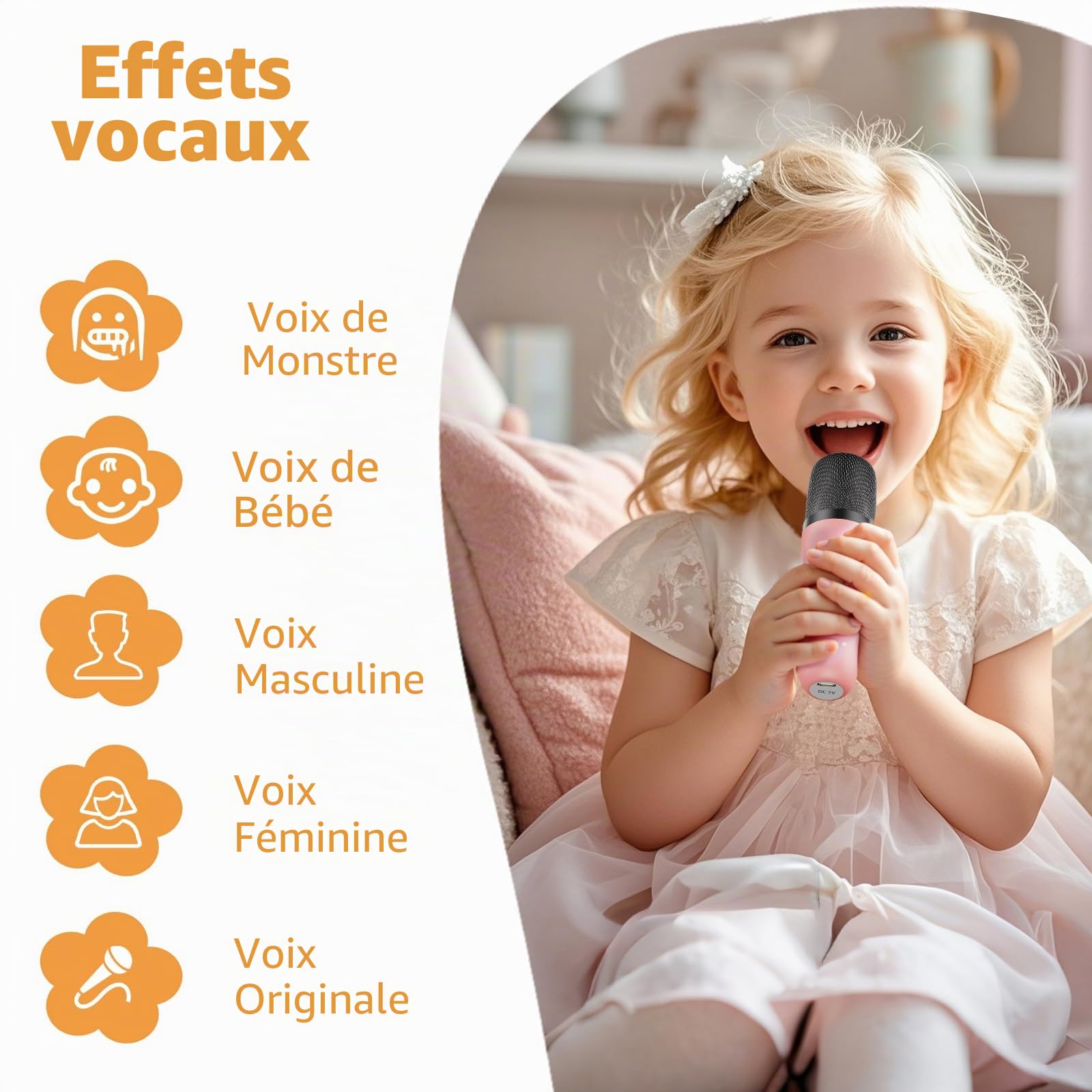Fede Micro Karaoke Enfants avec 2 Micros sans Fil, Cadeau Fille 4-12 Ans Anniversaire Jouet Fille 3-12 Ans