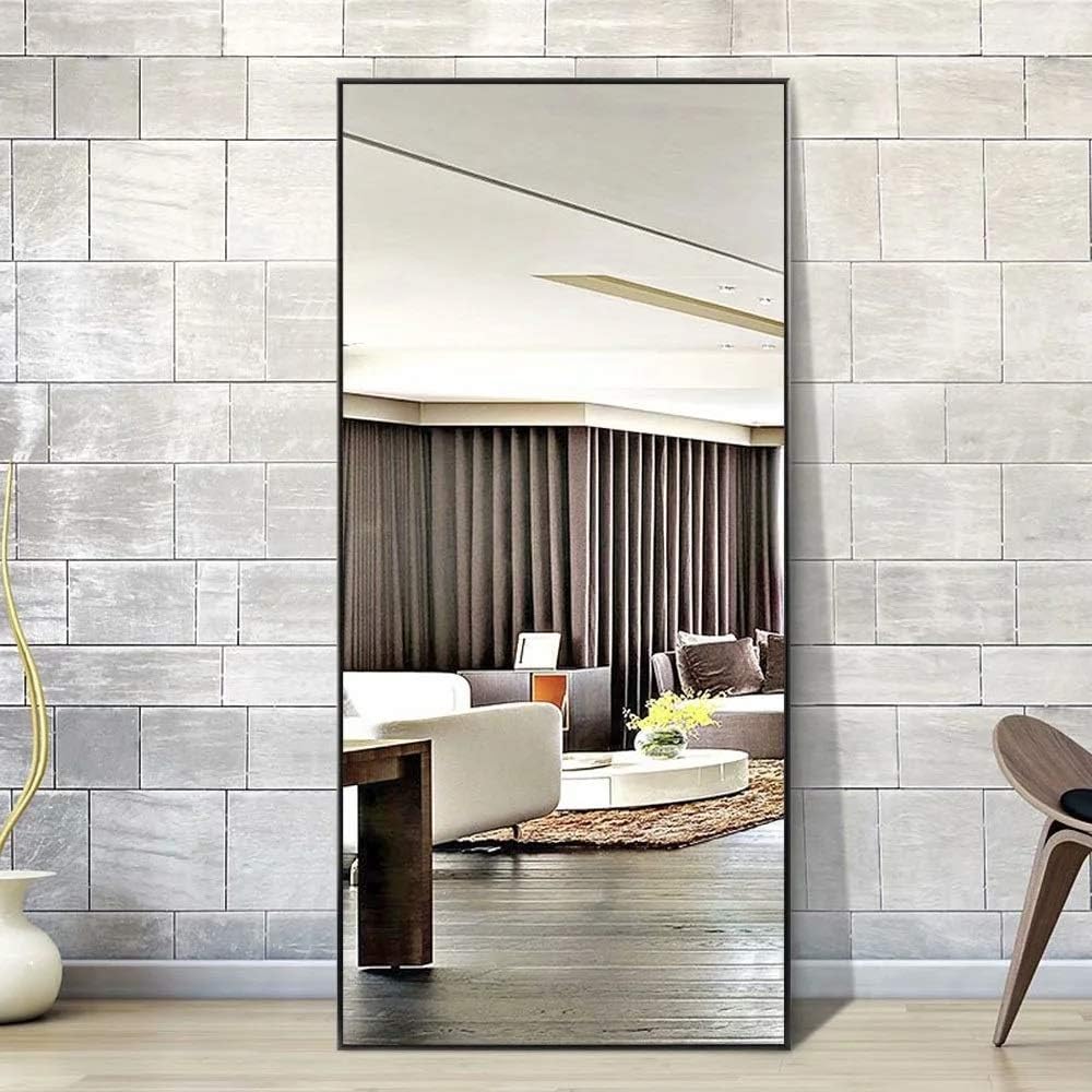 H & A 65"x24" Full Length Floor Mirror, Free Standing Dressing Mirror Bedroom (Black)