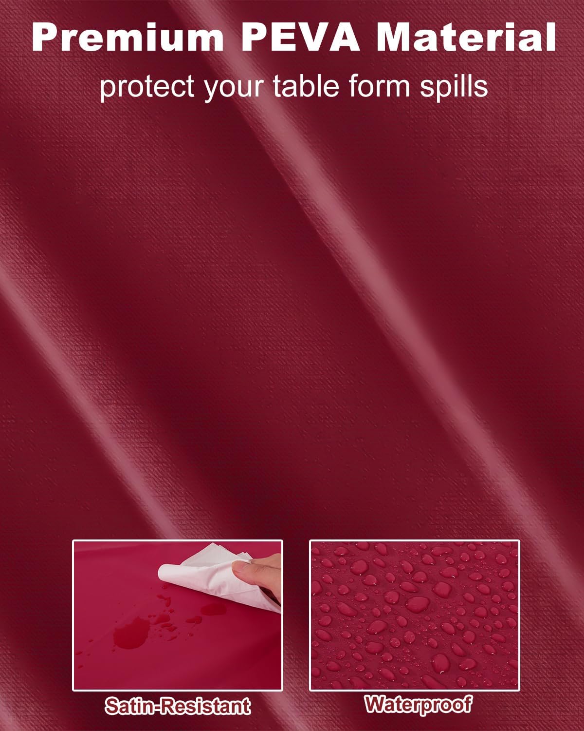 NatNarr 3 Pack Burgundy Tablecloths, Scalloped Plastic Table Covers image 3