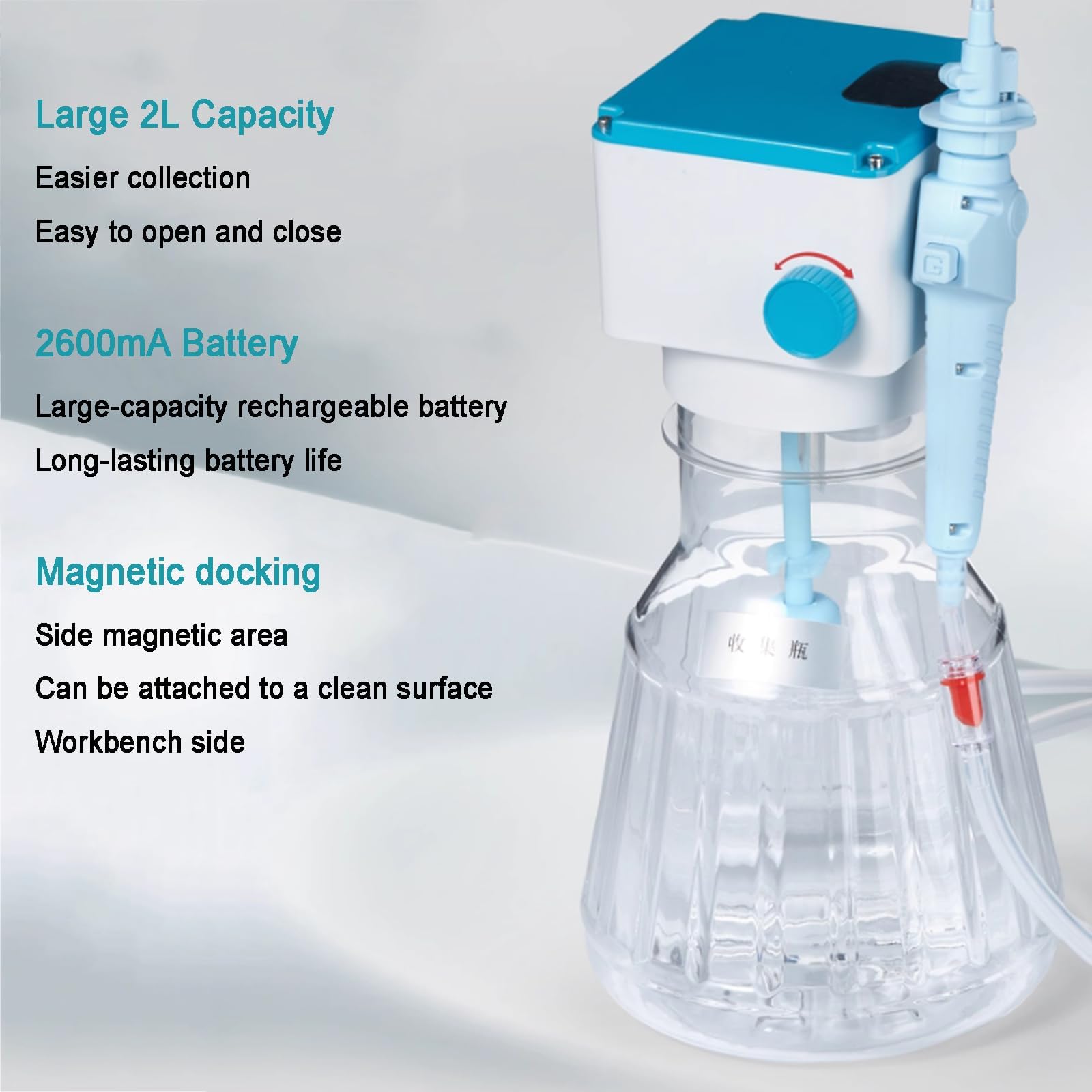 Laboratoryjny recykling cieczy, aspirator próżniowy 2 l z filtrem hydrofobowym 0,45um, sterowanie pedałem nożnym/pokrętłem, regulowana prędkość do użytku edukacyjnego