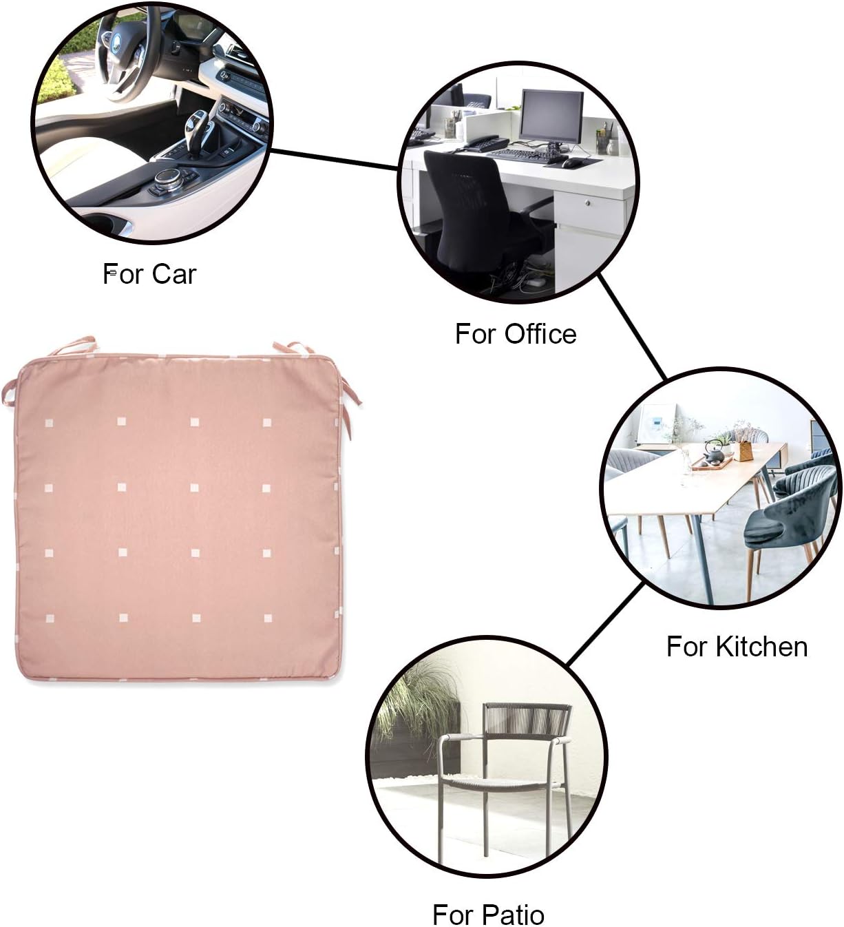 Outdoor Chair Cushions Set of 2 Pink Patio Seat Cushions 18x18 Inch Polka Dot Square Chair Pads