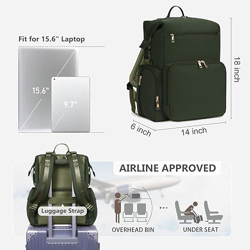 Miniatura 5 de CEI-CEI Mochila de neopreno para pañales con bolsillos aislados, bolsas grandes de maternidad para bebés recién nacidos, bolsa de viaje con Verde