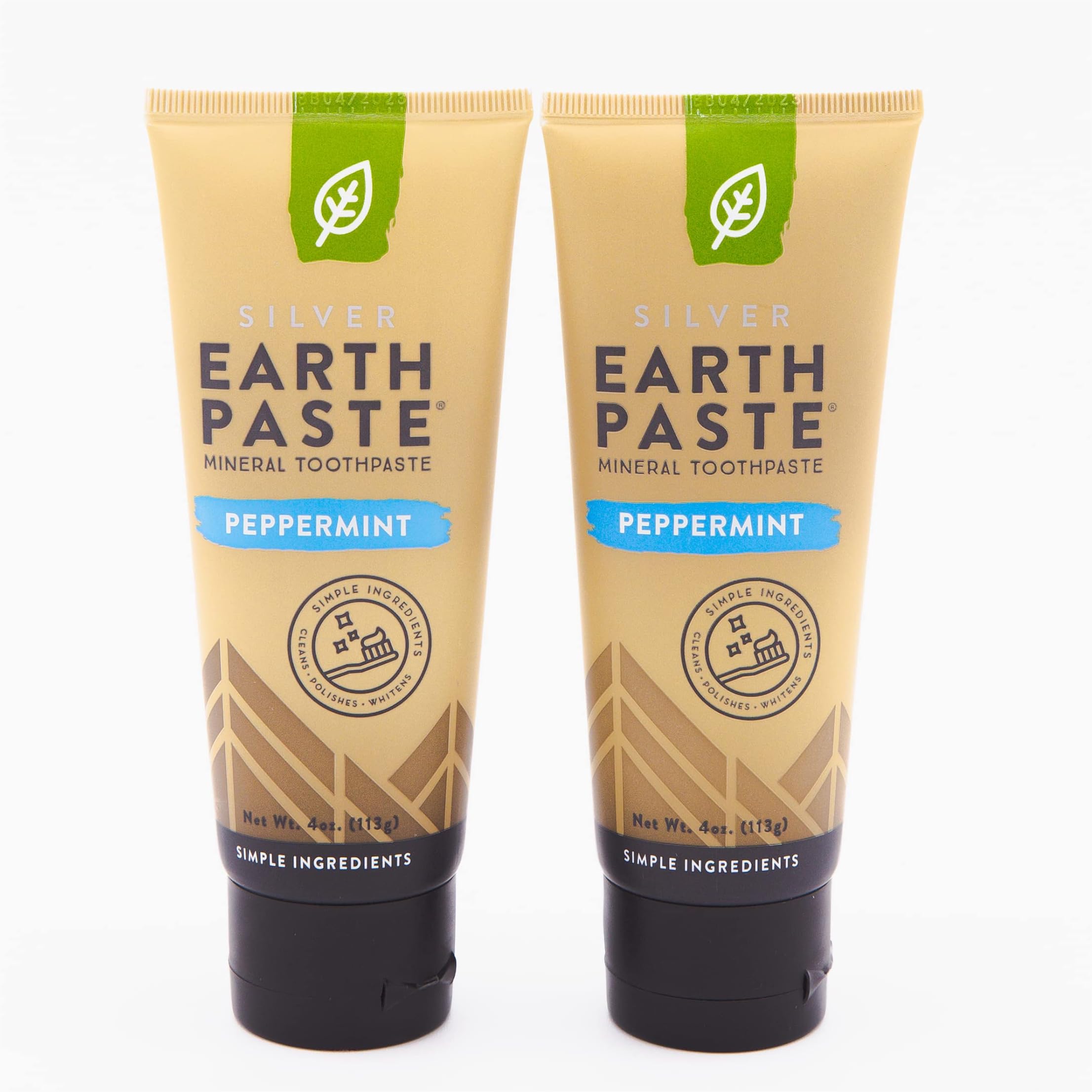 Redmond Earthpaste w/Silver – Natural Non-Fluoride Toothpaste, 2 Pack (Peppermint)