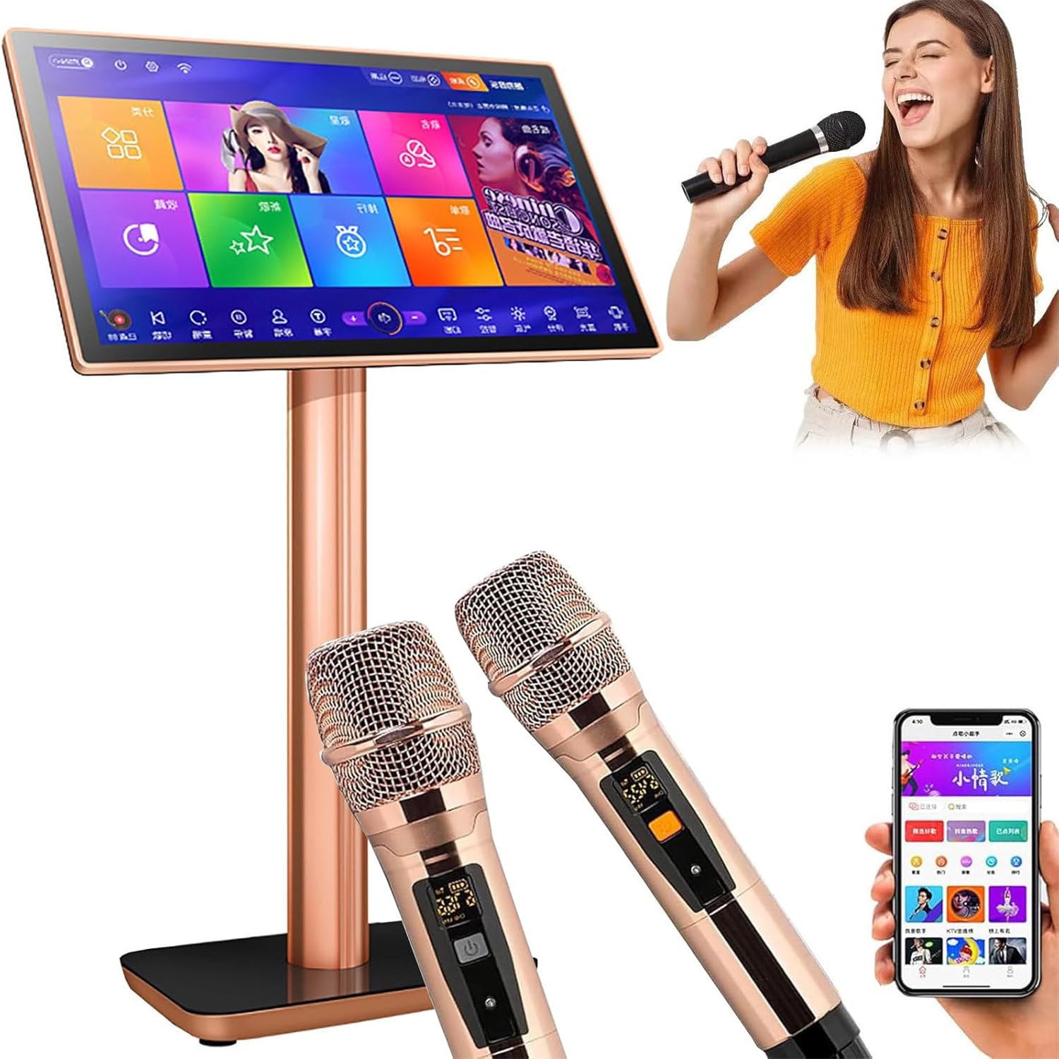 Profesjonalny System Karaoke, Pojemnościowy Ekran Dotykowy, Karaoke Z Bezprzewodowym Mikrofonem Z Pogłosem, 27 Przełączanych Języków, Inteligentny Wybór Piosenek 19.5inch-1TB