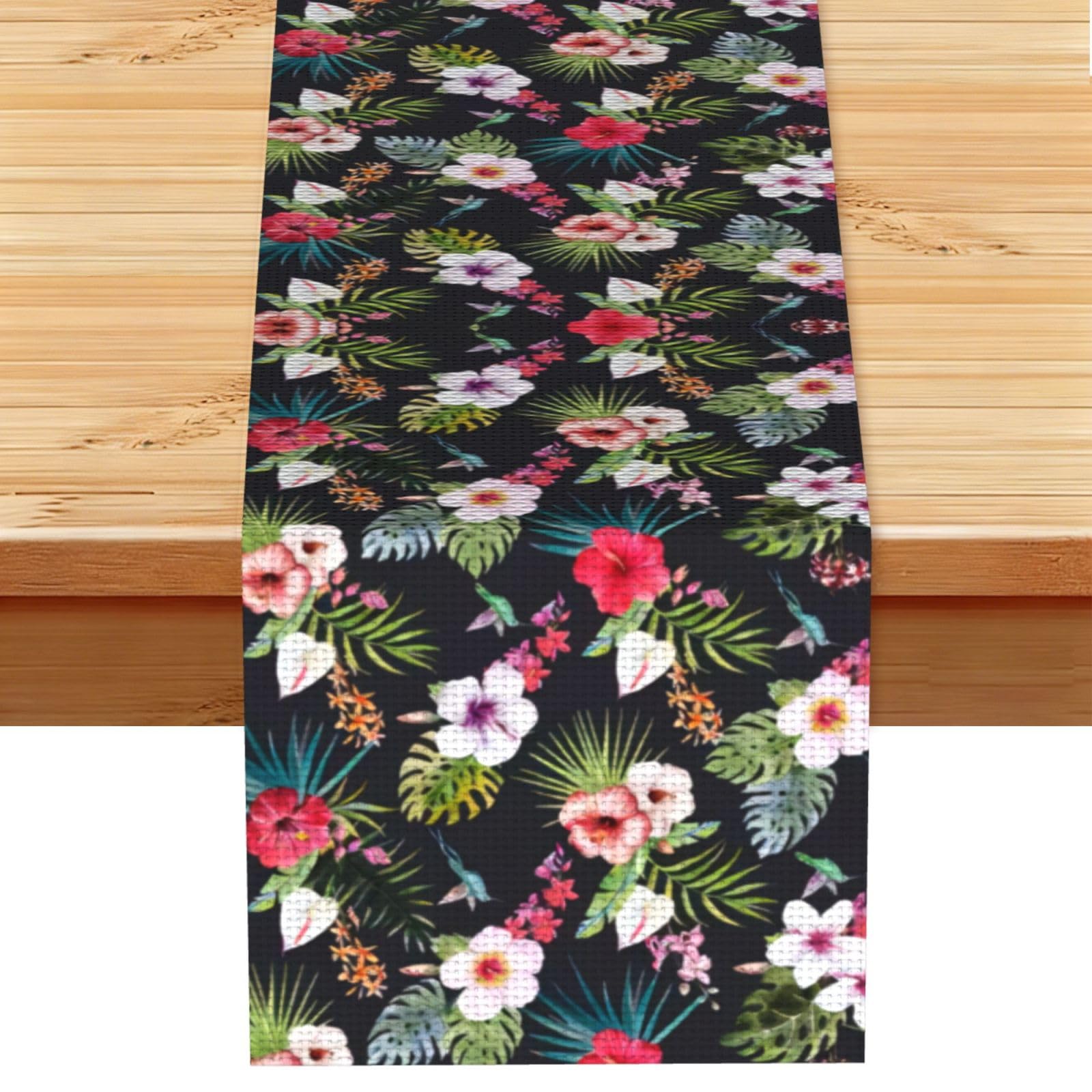 floral Linen Feel Table Runner Wedding Party Home Decoration