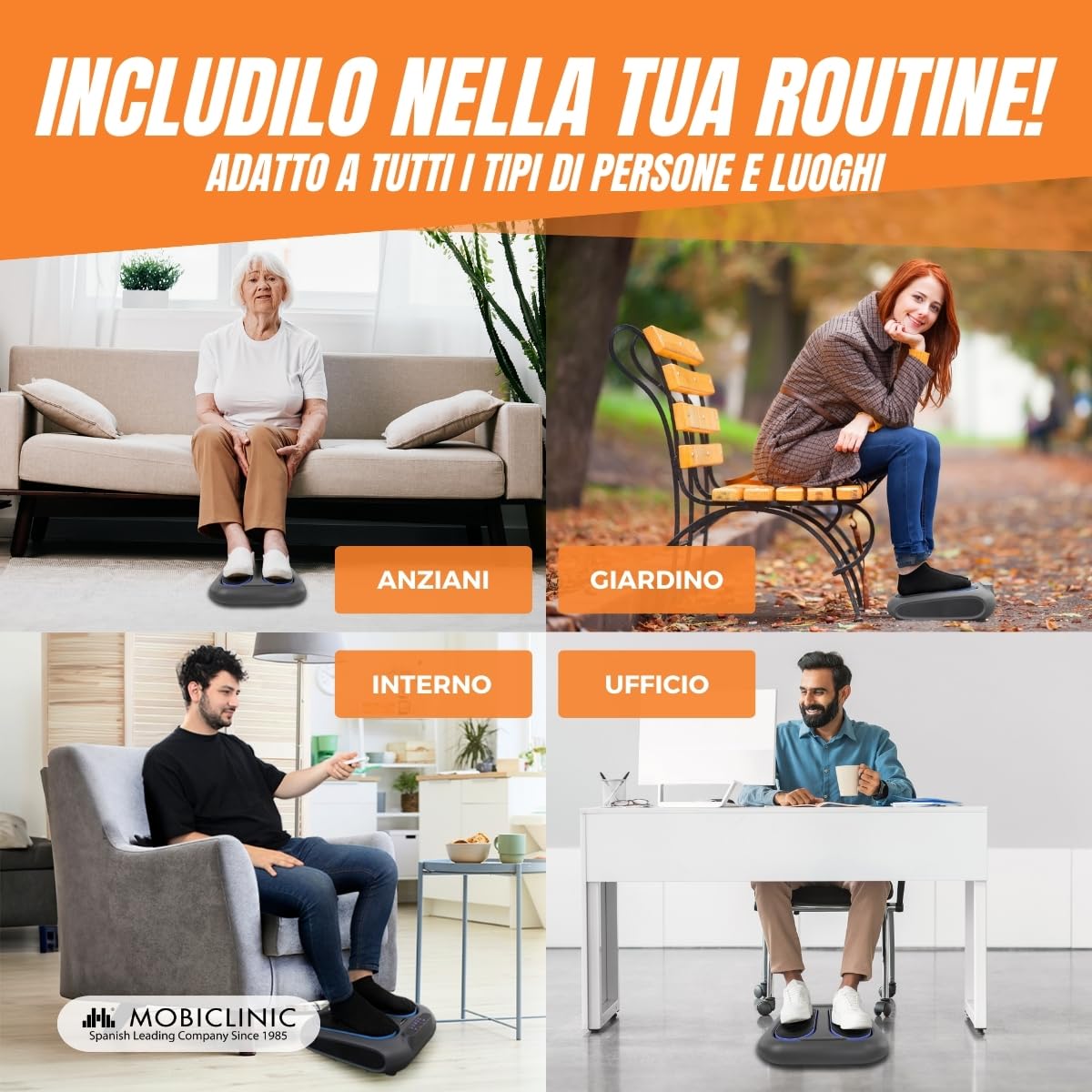 Mobiclinic® fitness, Massaggiatore per piedi elettrico, 10 livelli di vibrazione, 5 programmi, Timer, Vibrolegs, Vibromassaggiatore, Pedana vibrante, Telecomando e display led, Vibfit