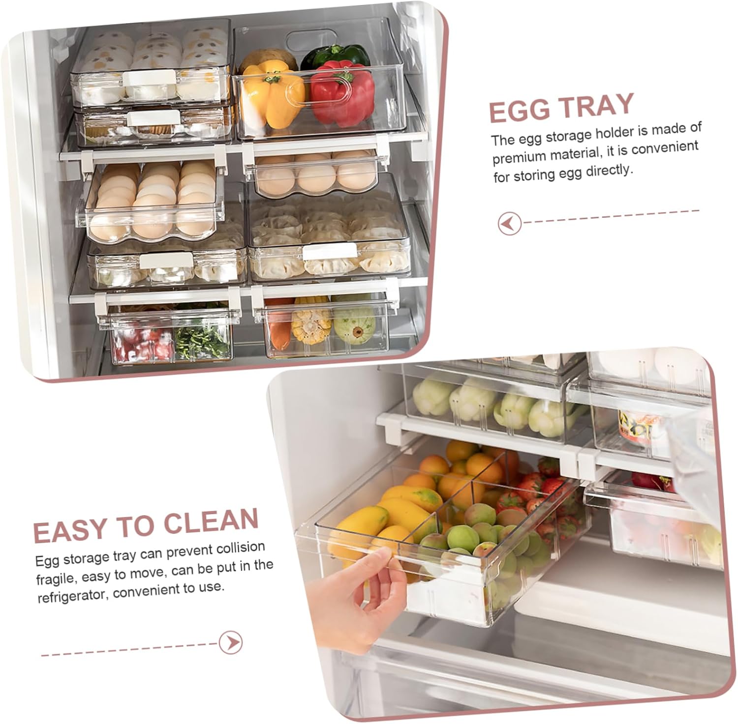 jojofuny 1set Convenient Style Holder Refrigerator Organizer Thickened Tray Storage for Home and Farm Use