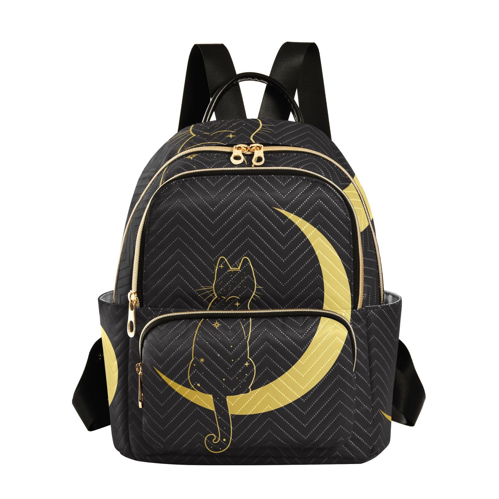 ALAZA Cute Cat Crescent Moon Small Backpack Purse for Women Travel Bag Fashion Daypack Back Pack Shoulder Bag