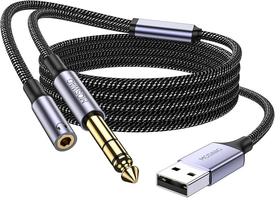 Amazon.co.jp: MOSWAG 6.35mm-USBオーディオケーブル、4/1インチ・オス