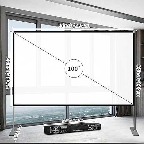 Miniatura 2 de Portable Projector Screen with Stand 100 Inch 169 4K Foldable Movie Screen  FrontRear Projection, Wrinkle-Resistant, with Carry Bag for Home &