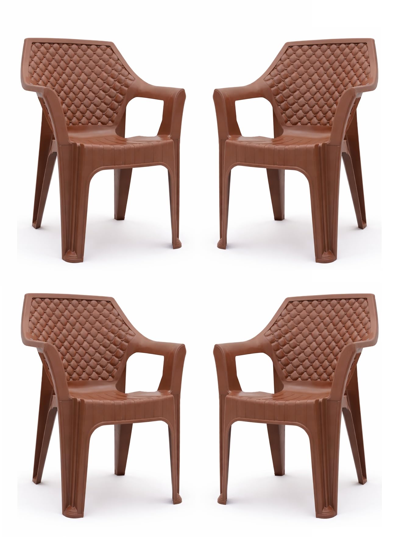 Ciaz, Spacious, Durable, Plastic Arm Chair for Home, Office, Garden | Set of 4 |1 Year Warranty | Color - Brown-image-12