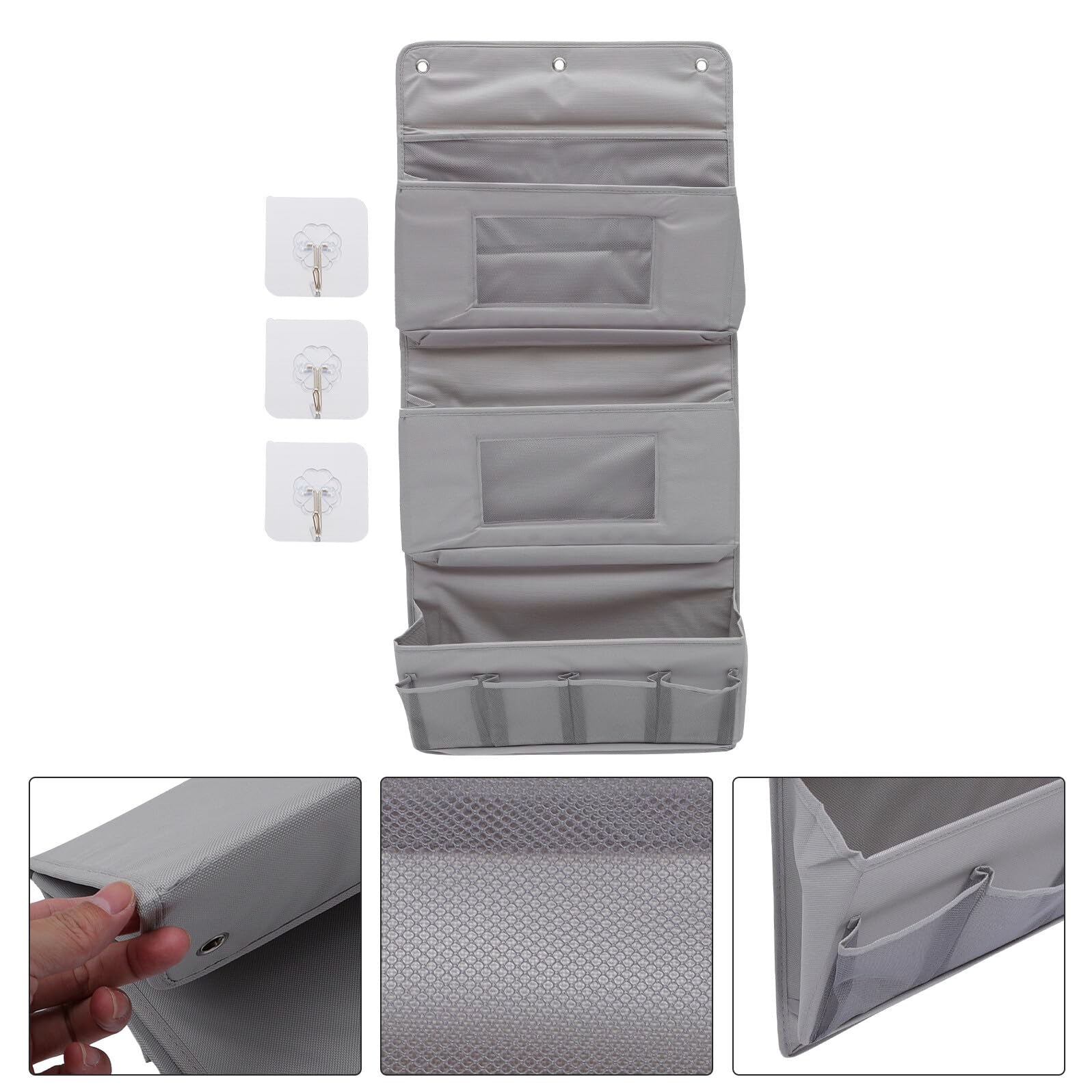 Organizer da Appendere in Tessuto Grigio con Capienti e Ganci Senza Borsa Portaoggetti Salvaspazio per Casa Camera e Armadio