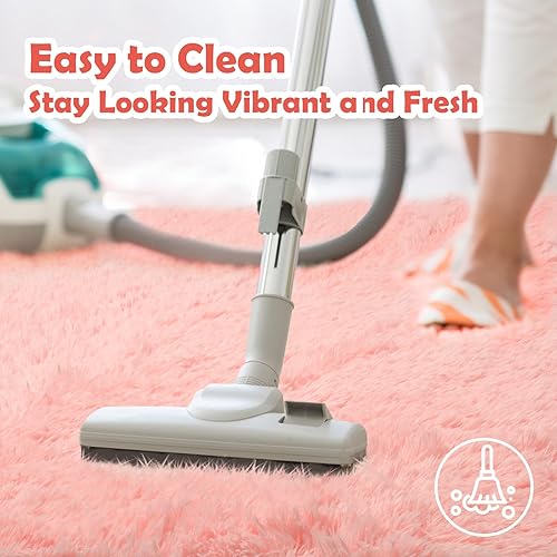 Miniatura 7 de Monobeach Alfombra rosa para niños, decoración de habitación de niños, alfombra hexagonal ultra suave para tienda de campaña de princesa para niñas,