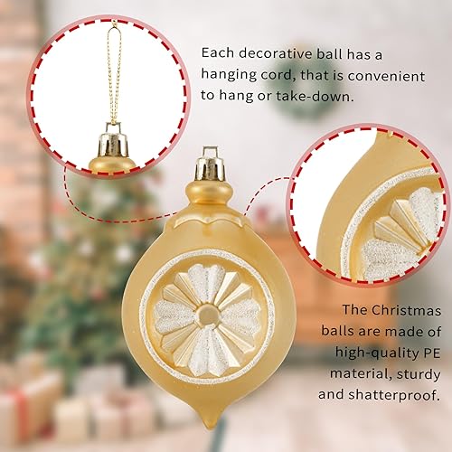 Miniatura 3 de Juego de 100 esferas decorativas para árbol de Navidad con parte superior, rojo y dorado, inastillables, decoración para árbol de Navidad