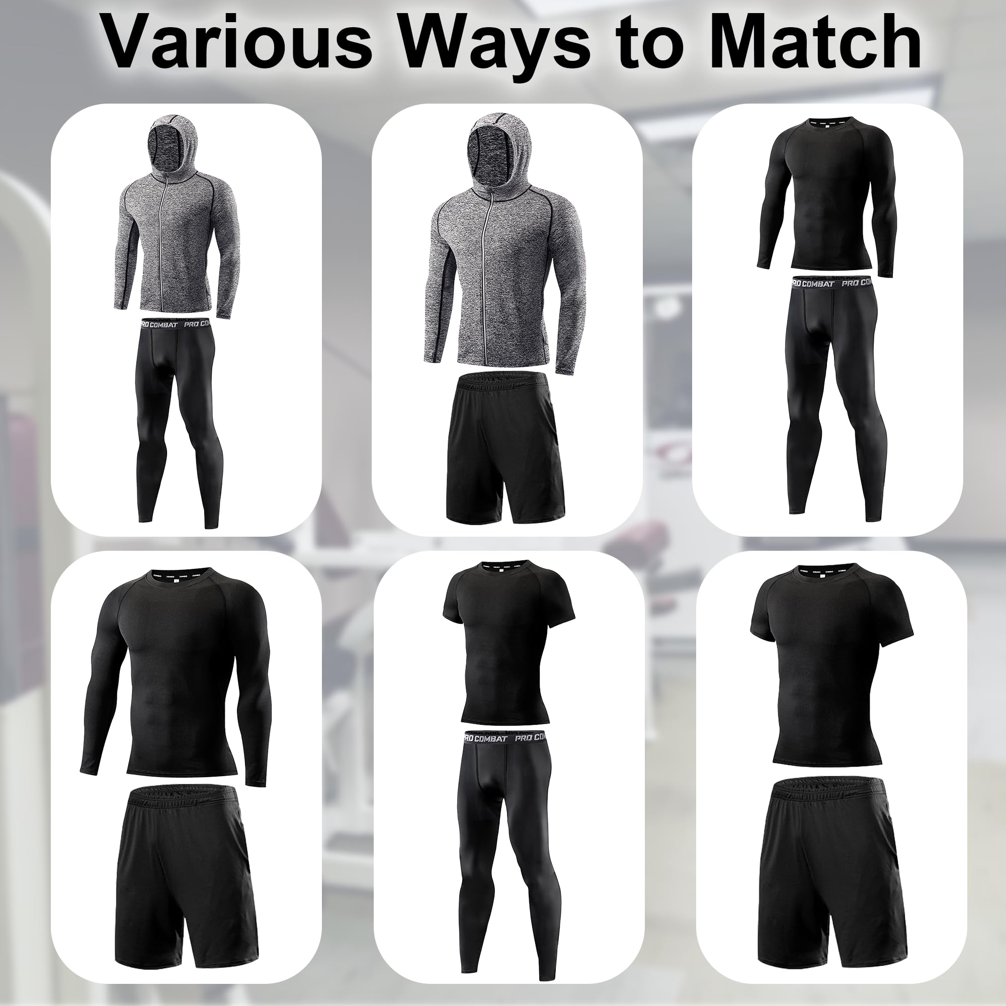 Men's 5-Piece Quick Dry Compression Set Top Accessories Clothing Training Equipment Gym Athletic Running Sport - 3