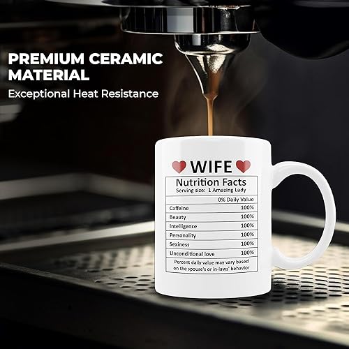 Miniatura 2 de STORE INDYA Taza de cerámica con diseño de datos nutricionales impresos divertida y personalizada taza de té y café para esposa