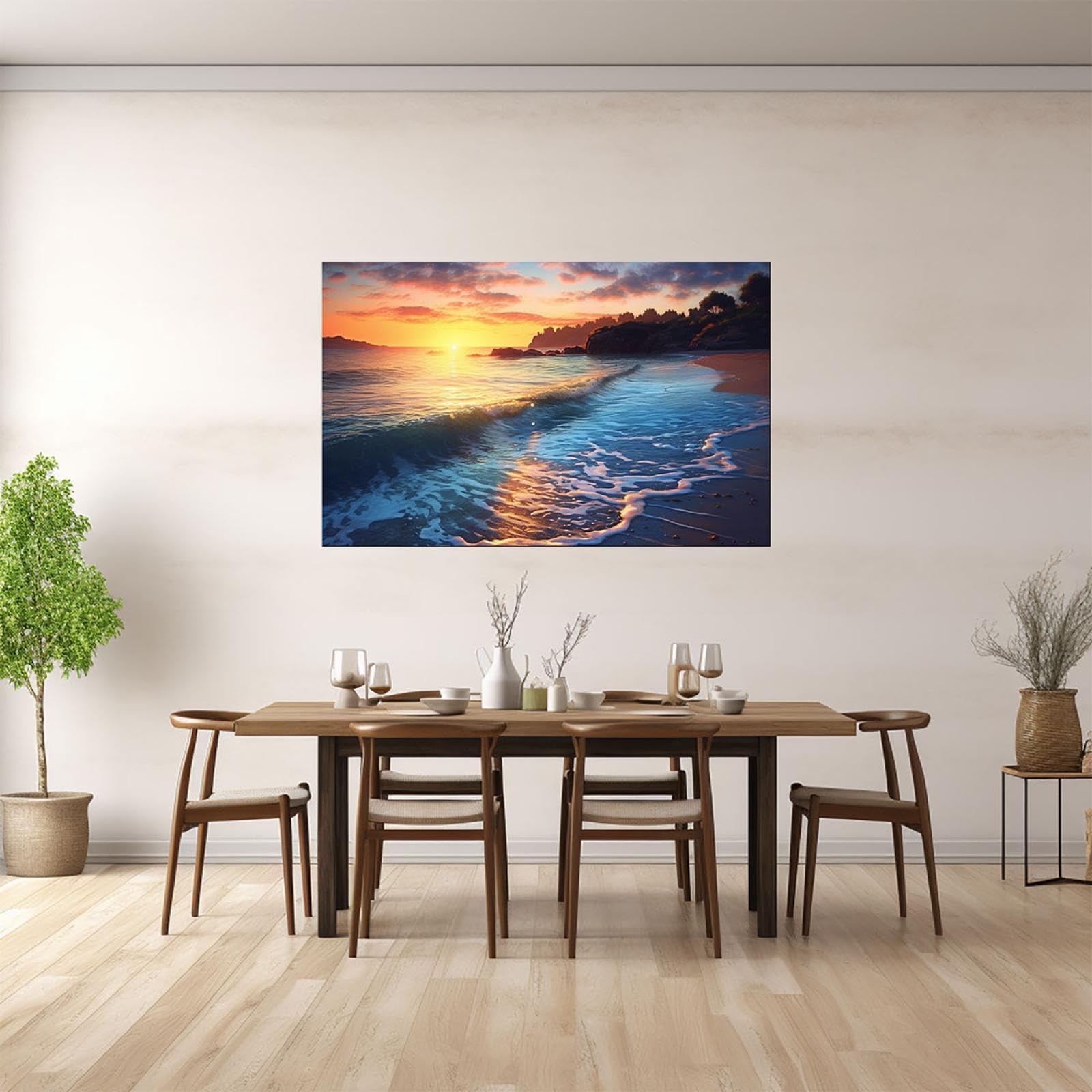 Amazon.co.jp: 海の夕日 はじめての絵画 キャンバス,海の夕日の風景