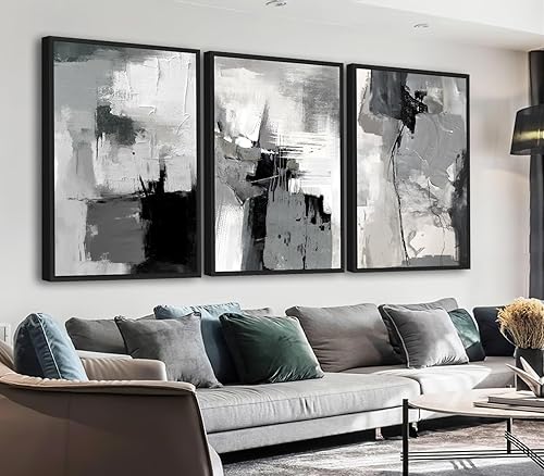 Miniatura 10 de Large Framed Wall Art Canvas - Natural Framed Art Abstract Canvas Pictures for Living Room Modern Canvas Prints for Bedroom Black Float Framed