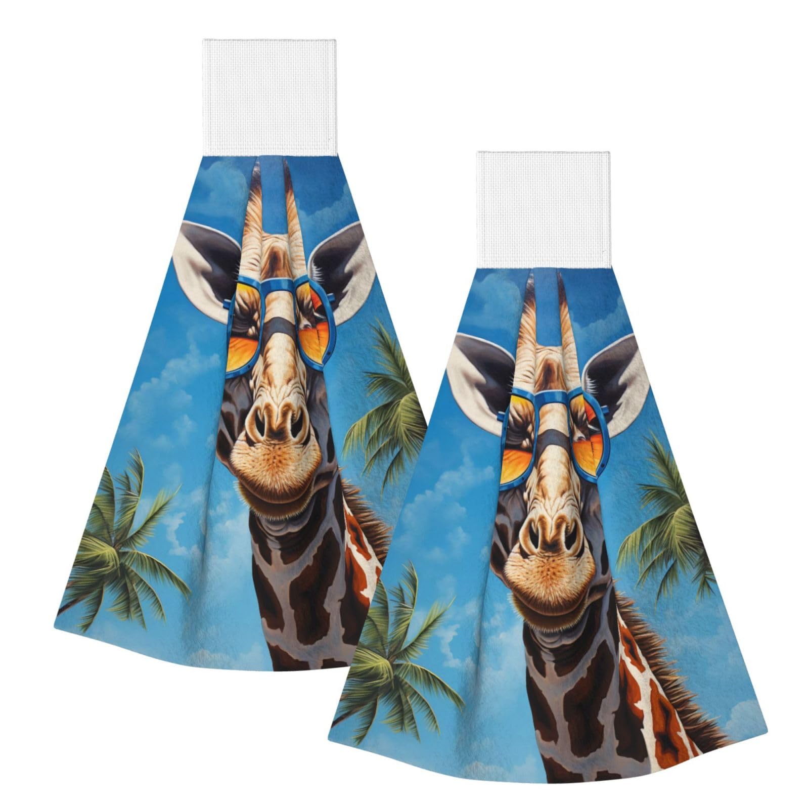 Giraffe with sunglasses Highly Absorbent Dish Towels Soft Coral Fleece Wipe
