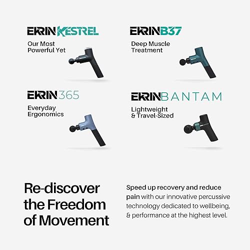 Miniatura 8 de Ekrin Athletics Bantam Mini pistola de masaje, masajeador muscular compacto de tejido profundo con velocidades ajustables y 4 accesorios, batería de