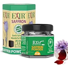 Exir Spanish Saffron Powder Premium Coupe Grade, All-Red Hand-Harvested in La Mancha Natural Gourmet Spice for Cooking, Baking & Beverages 10g Glass Jar, Non-GMO
