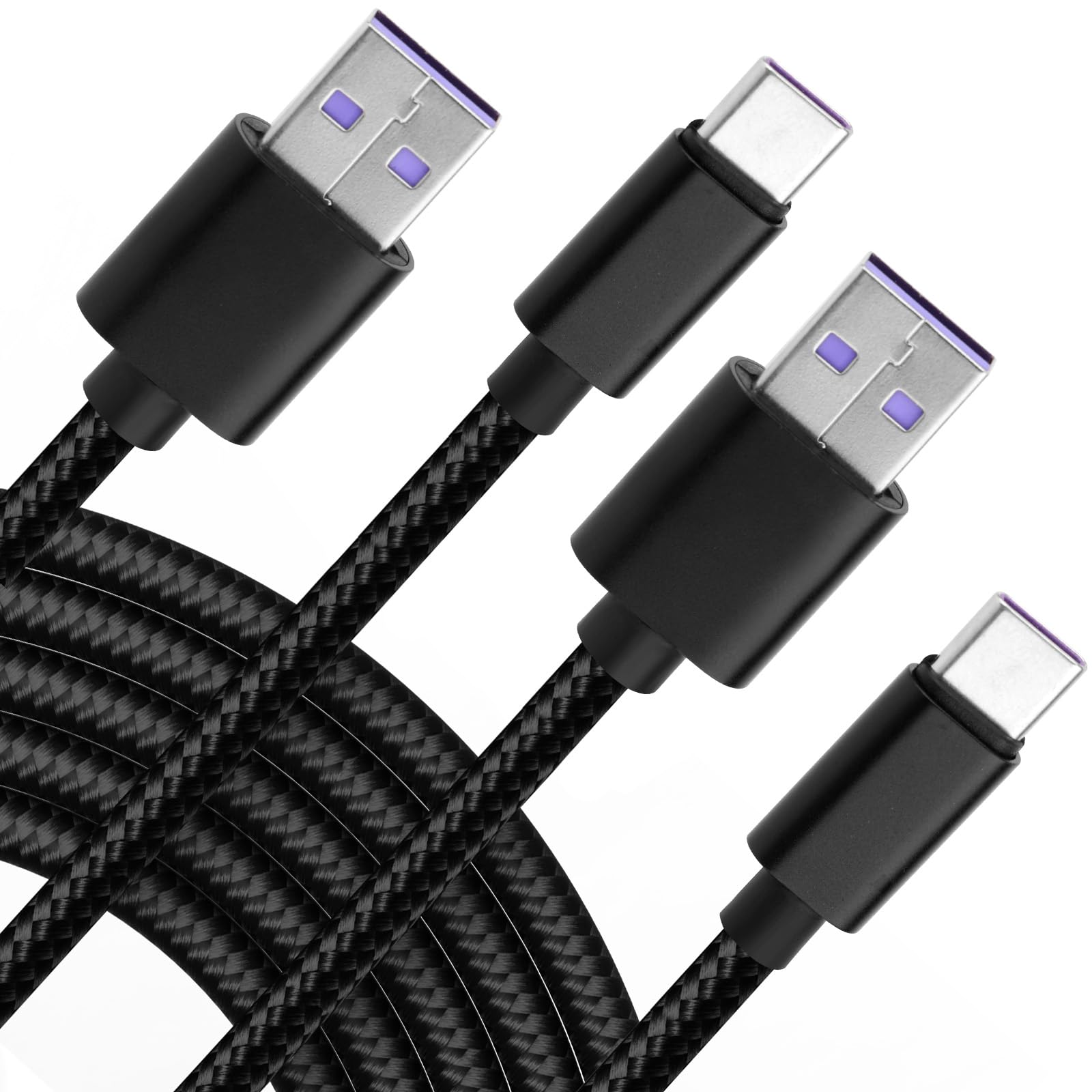2 Piezas Cables Carga para Xbox Series, 3m Cable de Carga USB Tipo C Negro de Repuesto para Xbox Series X/S PS5/PS5 Pro Controller Elite 2 Switch Pro Controller