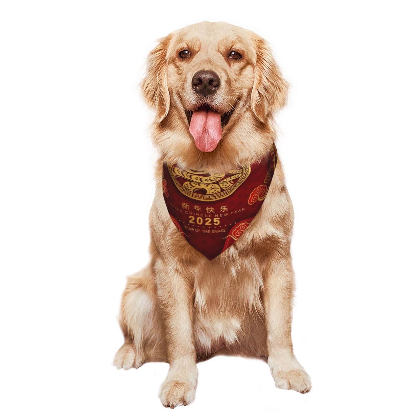 Year of The Snake 2025 Happy Chinese New Year Dogs Scarf Bandanas Triangle Clothes Costumes Adjustable Accessories for Dog Cat