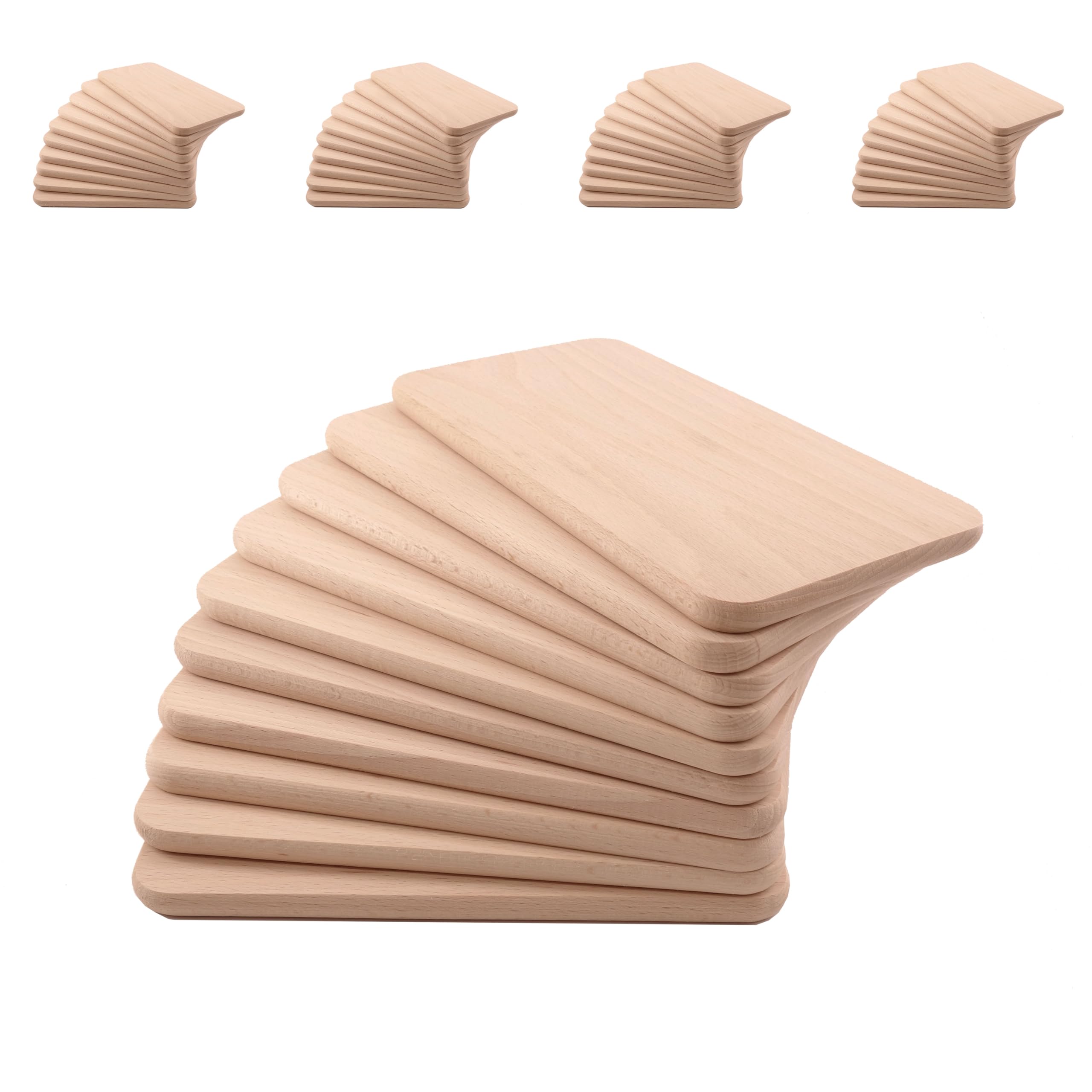 Frühstücksbrettchen 50er Set Holz | Buche Natur unbehandelt | Brotzeitbrett für Küche, Küchenutensilien | Schneidebrett | Holzbrettchen | beidseitig verwendbar | 22,5x12,5x1,2 cm Pohmer Design