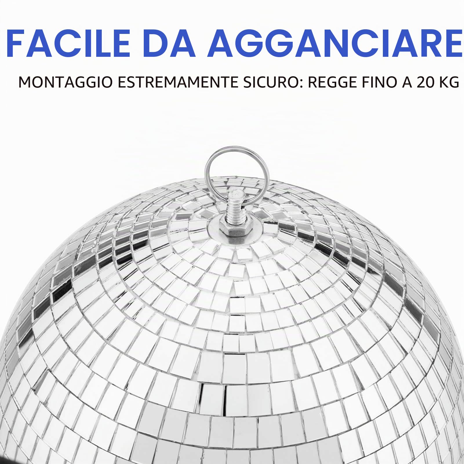 palla da discoteca a specchio con anello sospeso, 200 mm Strobosfere, sfera glitterata , ideale per feste o danze dj