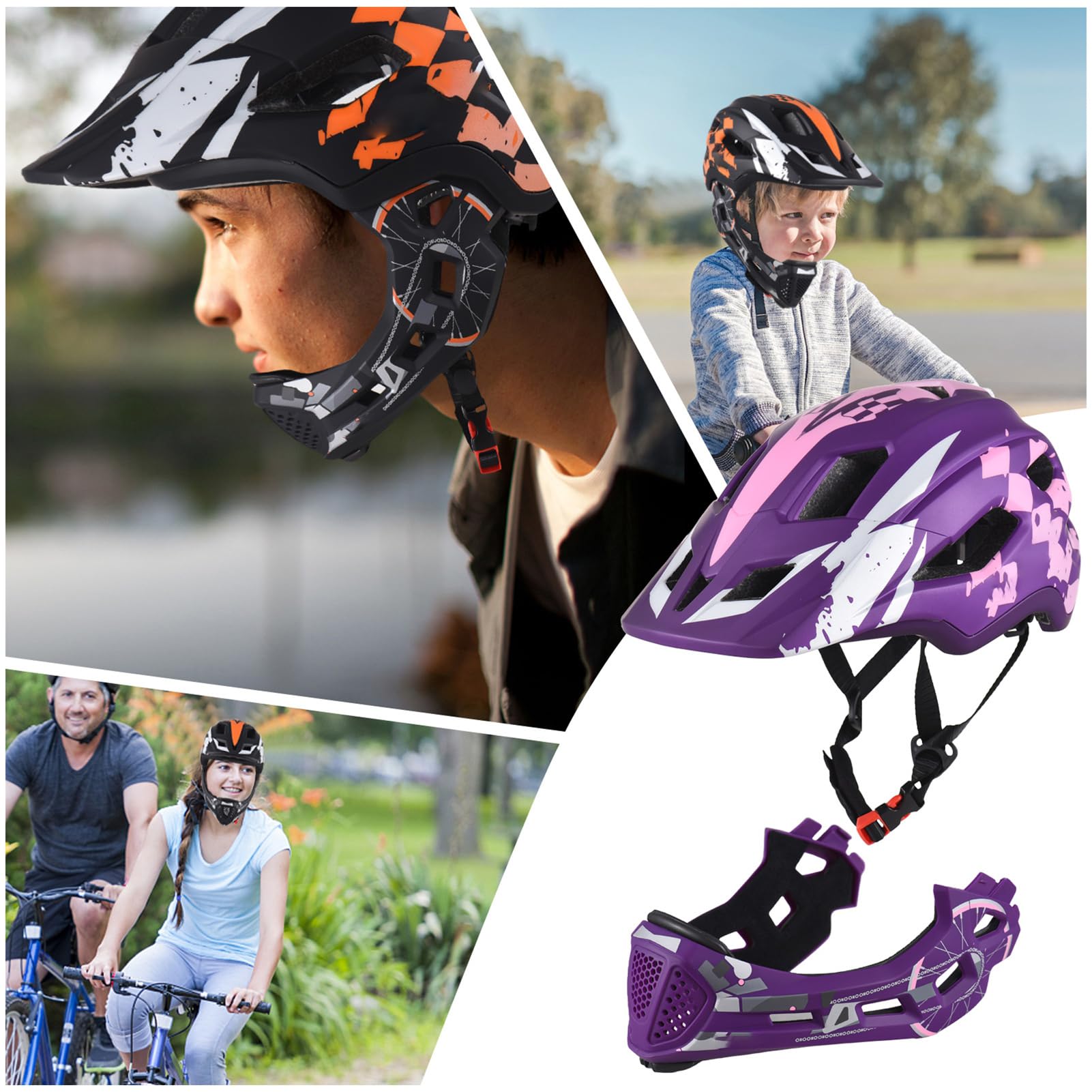 Kavolet Casco da bicicletta integrato per bambini, con protezione per il mento rimovibile, BMX, mountain bike, downhill, per ciclismo, skateboard, pattinaggio a rotelle