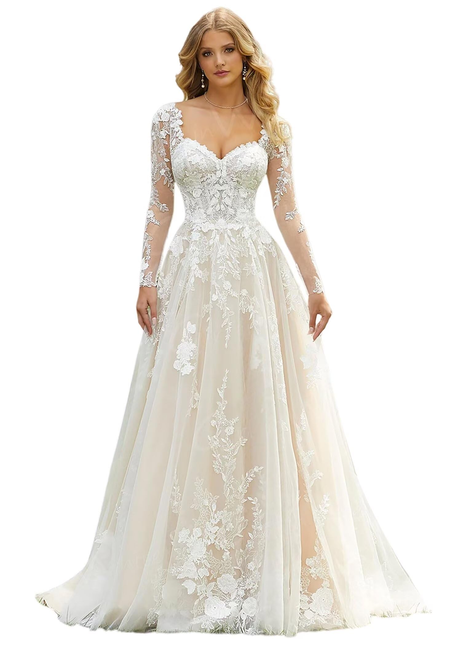 Wedding Dress for Bride Lace Appliques Mermaid Boho Beach Bridal Gowns BOF44