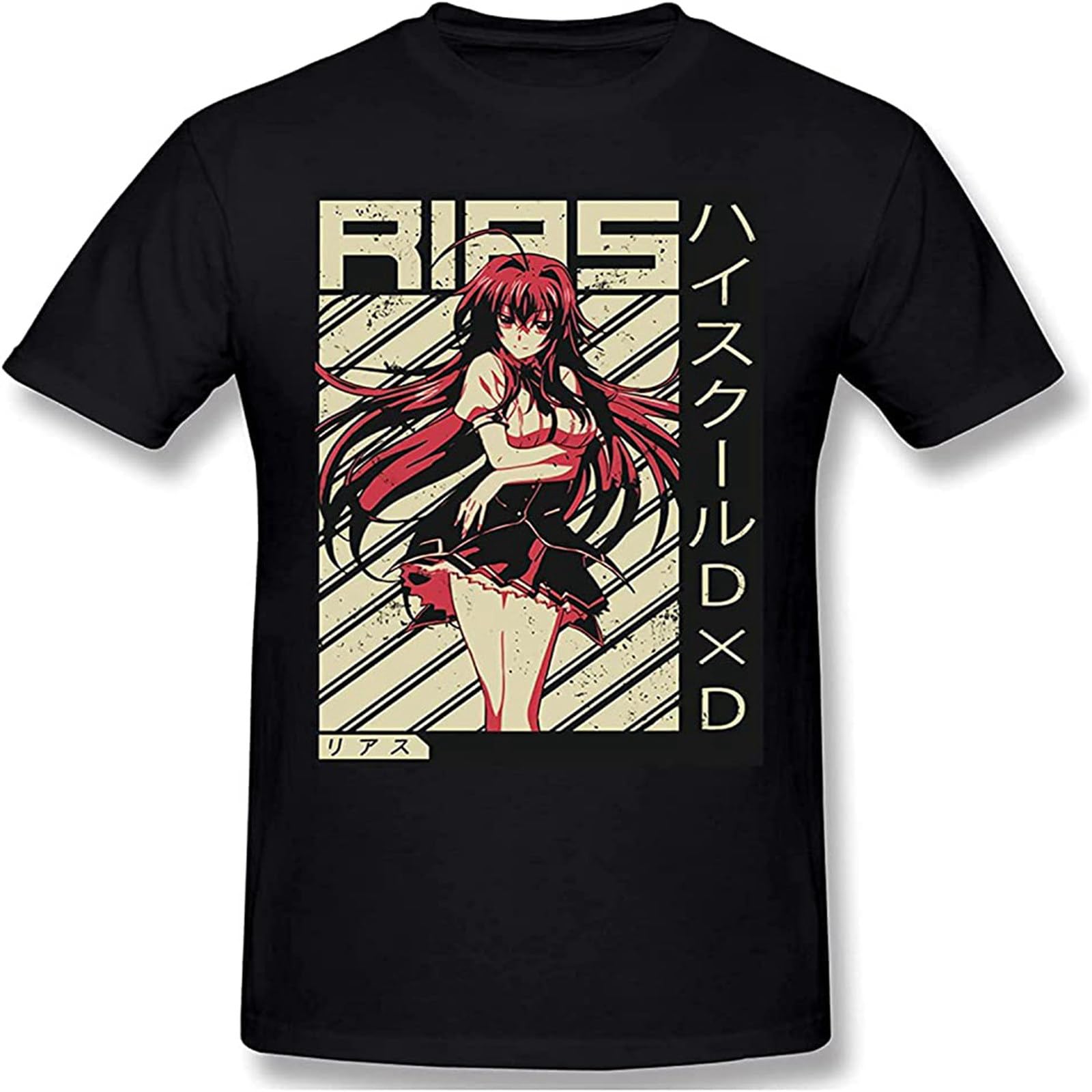 Jinghui High School DxD-Akeno Himejima T-Shirt Men's Fashion Cotton Short Sleeve T-Shirts Size XXL Black