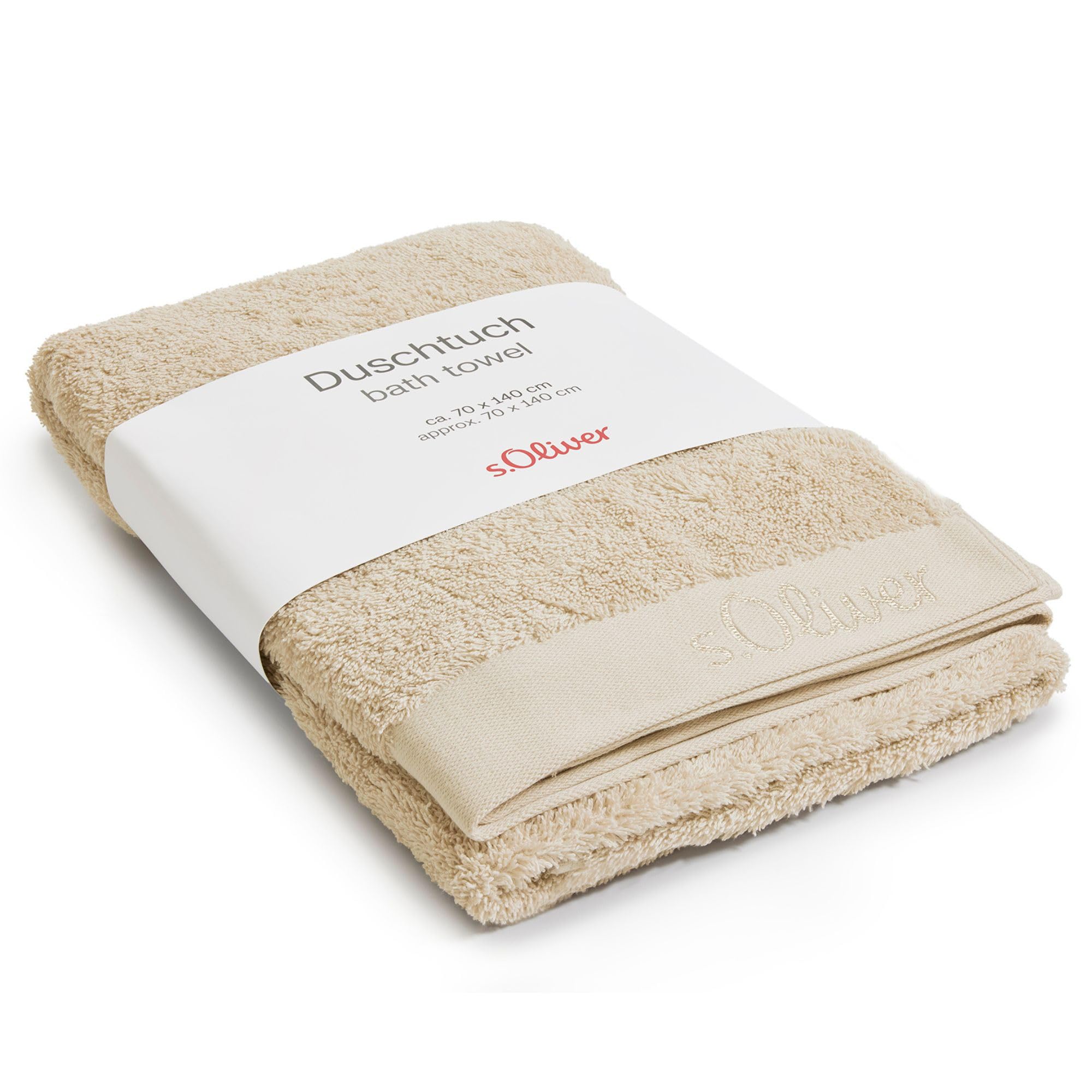 s.Oliver Bath Towel, 70 x 140 cm, 100% Cotton, 600 g/m², Soft & Absorbent, Beige Towel