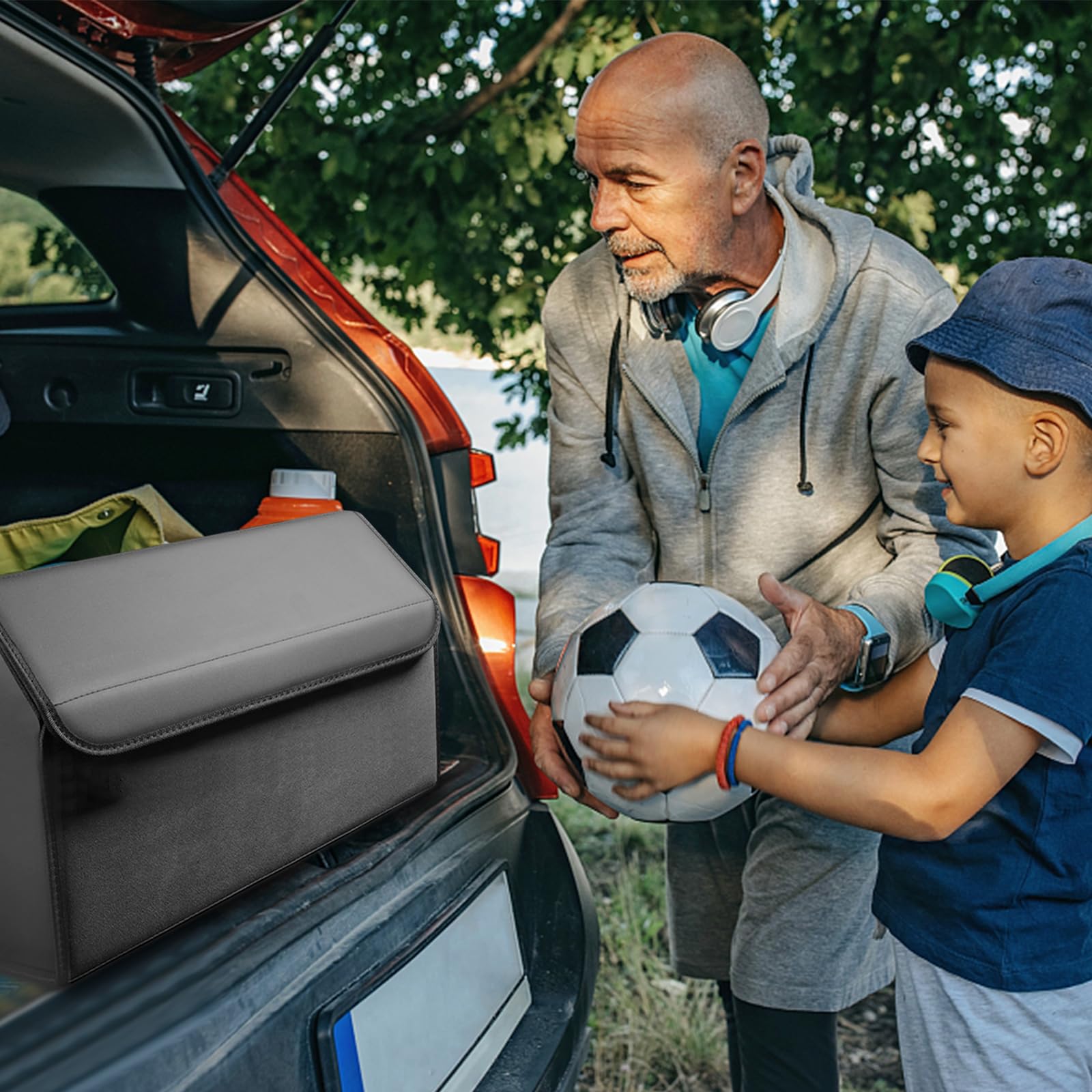 Ergocar Kofferbak-organizer, opvouwbaar, auto-organizer met handvat, kofferbak-organizer met deksel, antislip onderkant, gemakkelijk te reinigen, voor auto's en SUV's Ergocar Kofferbak-organizer, opvouwbaar, auto-organizer met handvat, kofferbak-organizer met deksel, antislip onderkant, gemakkelijk te reinigen, voor auto's en SUV's