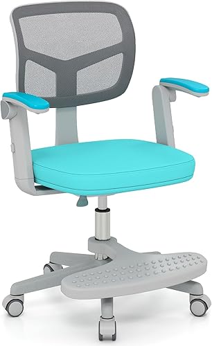 Miniatura 28 de Giantex Silla de escritorio para niños, silla giratoria de computadora para niños de altura ajustable con soporte lumbar en forma de Y y ruedas