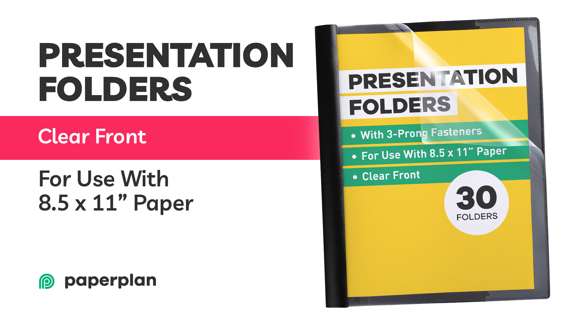 Geila A4 Two-Prong Plastic Folder Set - 20 Pack With 100 Sticky Labels For Office & School Organization