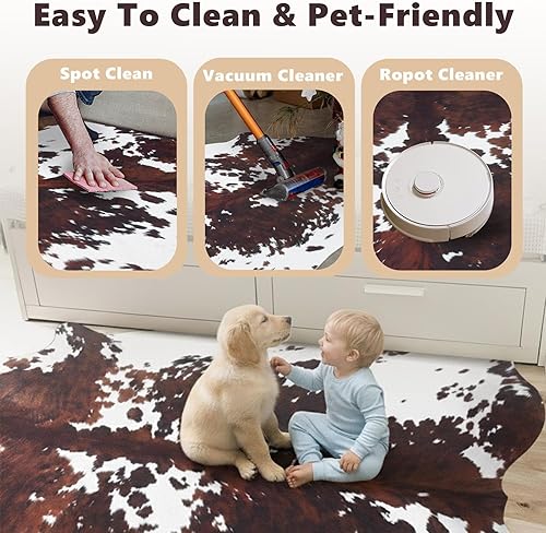 Miniatura 4 de Alfombra de Piel de Vaca Sintética 6.2X7.6 pies Alfombras con Estampado de Vaca Piel de Vaca Grande para Dormitorio Sala de Estar Comedor Alfombras