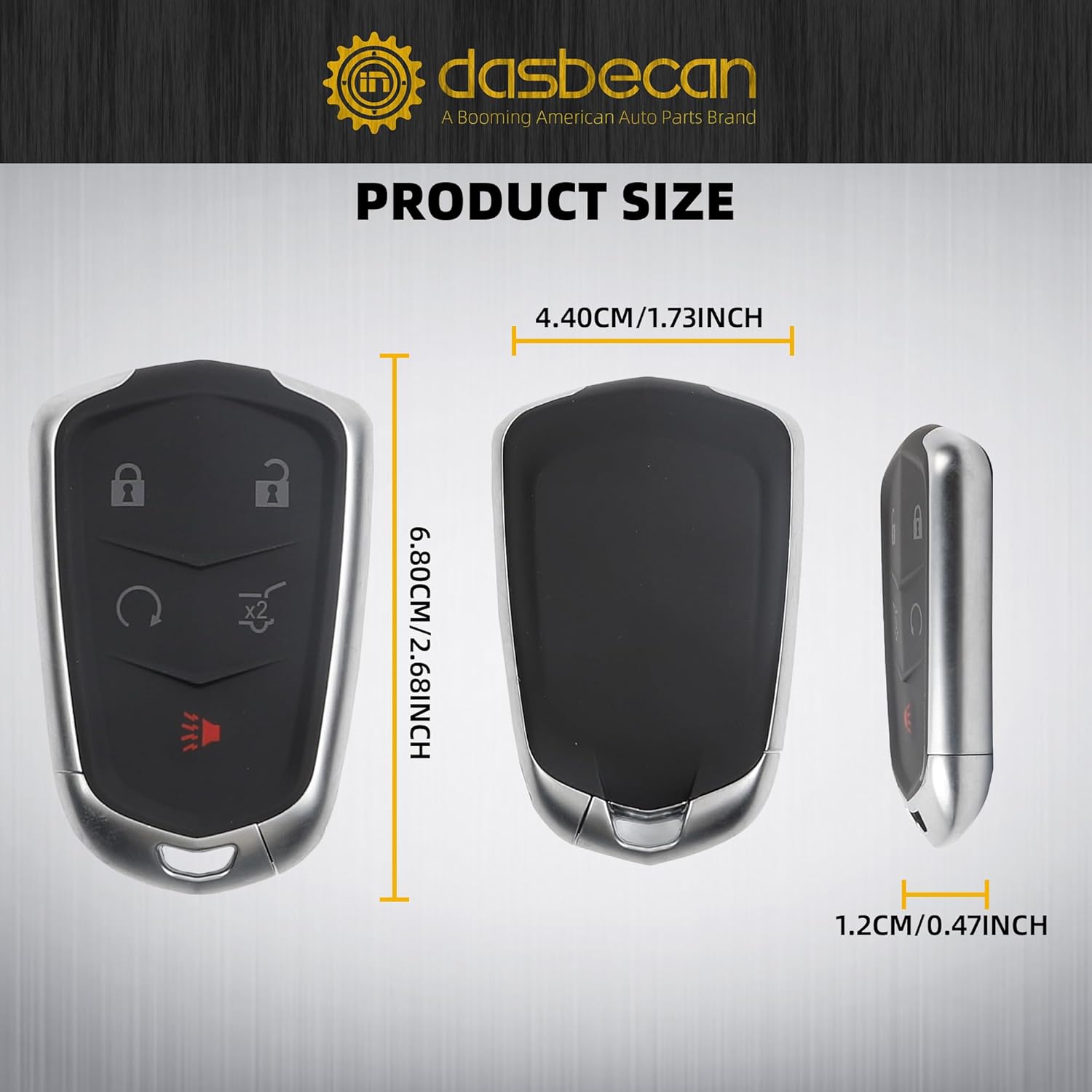 Dasbecan Smart Key Fob Replacement Compatible with 2017 2018 2019 Cadillac XT5 XT4 Car Remote Control Keyless Entry 433MHZ FCC ID# HYQ2EB PN:13598516 13510245 5 Buttons with Coin Battery - Image 6